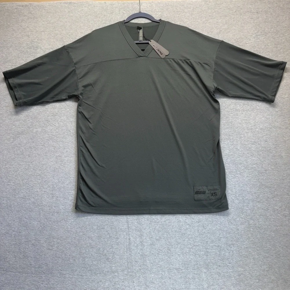 Nike X Skims Top Womens XS Green Dark Teal V Neck Oversized Tee Sport New